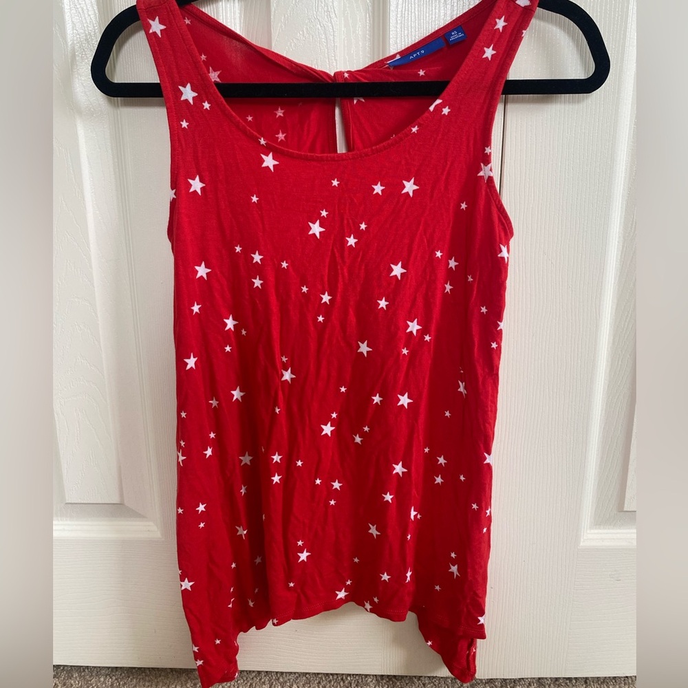 Apt. 9 Red with White Stars Tank Top